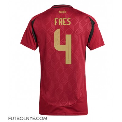 Camiseta Bélgica Wout Faes #4 Primera Equipación para mujer Eurocopa 2024 manga corta Camiseta Bélgica Wout Faes #4 Primera Equipación para mujer Eurocopa 2024 manga corta